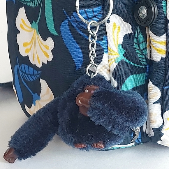 🐒Kipling Classic Nylon Messenger Crossbody Bag in Navy Floral - Picture 10 of 13